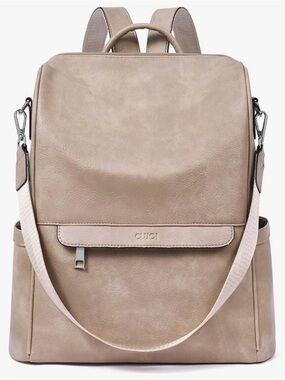 Cluci Taupe Leather Convertible Backpack